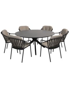 Taste 4SO Manitoba diningset met Locarno tafel antraciet rond Ø 160 cm