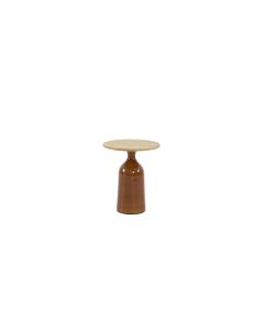 4SO June bijzettafel caramel keramiek rond teak Ø 45 cm