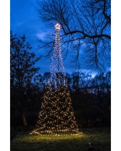 Classic warm 836 LED flash verlichte boom met ster Ø 160 x H 500 cm