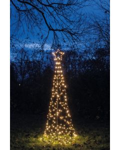 Classic warm 236 LED flash verlichte boom met ster op standaard Ø 70 x H 200 cm