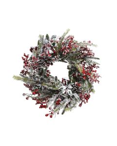 Krans snowy met rode bessen dennenappels Ø 40 cm