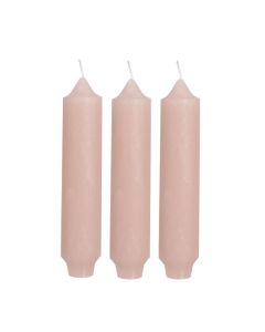 Palermo kaarsen set 3 stuks Ø 3.5 x H 17 cm zacht roze