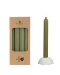 Potlood kaarsen set 4 stuks Ø 2.2 x H 20 cm mos groen