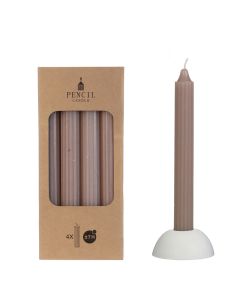 Potlood kaarsen set 4 stuks Ø 2.2 x H 20 cm taupe