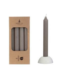 Potlood kaarsen set 4 stuks Ø 2.2 x H 20 cm grijs