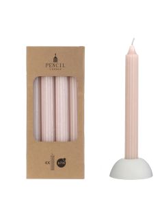 Potlood kaarsen set 4 stuks Ø 2.2 x H 20 cm wit roze