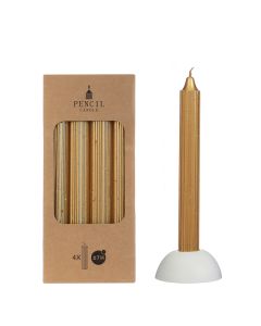 Potlood kaarsen set 4 stuks Ø 2.2 x H 20 cm metallic goud