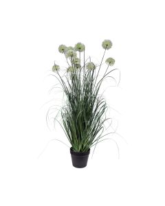 Kunstplant Allium siergras wit H 117 cm