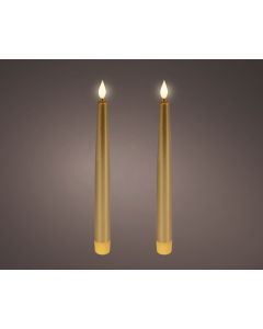 Goud LED realistische dinerkaarsen wax set van 2 stuks met vlameffect