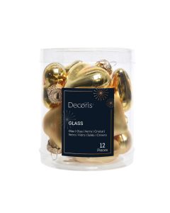 12 Glazen kerstharten L 2 x B 4.5 x H 4 cm licht goud