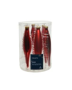 6 Glazen kerstpegels 15 x 3 cm kerstrood