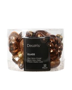 12 Glazen figuren 4 cm mix brandy espresso