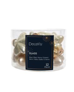 12 Glazen kerststerren L 2 x B 4.5 x H 4 cm parel
