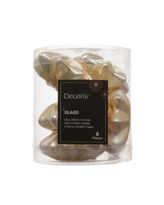 6 Glazen kerststerren met bloem deco Ø 6 cm parel