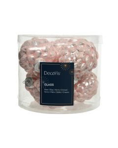 6 Glazen dennenappels dia 5 x H 7 cm poeder roze