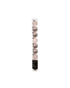 9 Glazen kerstballen Ø 3 cm poeder roze