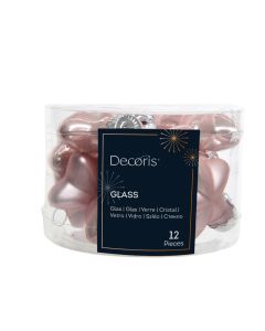 12 Glazen kerststerren L 2 x B 4.5 x H 4 cm poeder roze