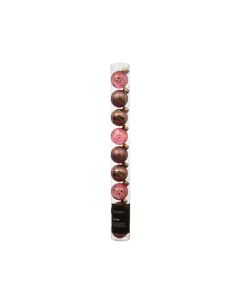 9 Glazen kerstballen Ø 3 cm donker roze