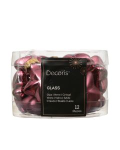 12 Glazen kerststerren L 2 x B 4.5 x H 4 cm donker roze