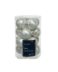 16 Glazen mini kerstballen Ø 3.5 cm ijslak