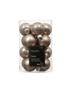 16 Glazen mini kerstballen Ø 3.5 cm rookgrijs