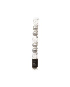 9 Glazen kerstballen Ø 3 cm zilver