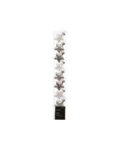 9 Glazen kerststerren L 3 x B 1.3 x H 3 cm zilver
