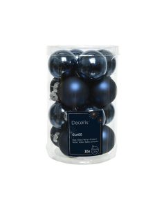 16 Glazen mini kerstballen Ø 3.5 cm nacht blauw