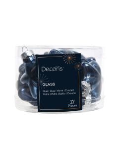 12 Glazen kerststerren L 2 x B 4.5 x H 4 cm nacht blauw