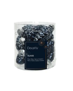 12 Glazen dennenappels dia 2.5 x H 6 cm nacht blauw