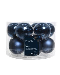 12 Glazen kerstballen Ø 5 cm nacht blauw