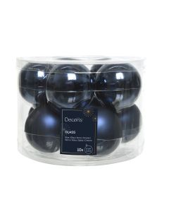 10 Glazen kerstballen Ø 6 cm nacht blauw