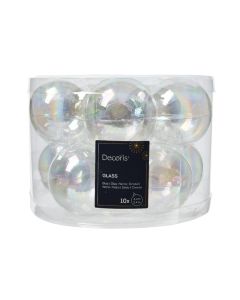 10 Glazen kerstballen Ø 6 cm transparant iris